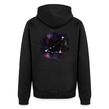 Sternzeichen Steinbock Sternbild Universum - Unisex Premium Bio Zip Hoodie - Schwarz - Hinten - Nico (187cm)