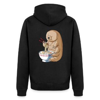 Funny Japanese Kawaii Ramen Tardigrade - Unisex Premium Organic Zip Hoodie - black - Back - Nico (187cm)