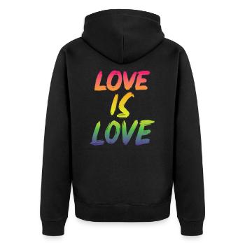 Gay love is love rainbow - Unisex Premium Organic Zip Hoodie - black - Back - Nico (187cm)