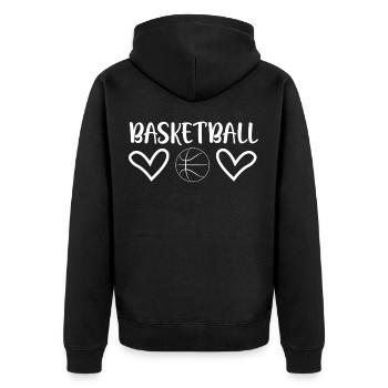 Basketball jersey love heart shorts basket - Unisex Premium Organic Zip Hoodie - black - Back - Nico (187cm)
