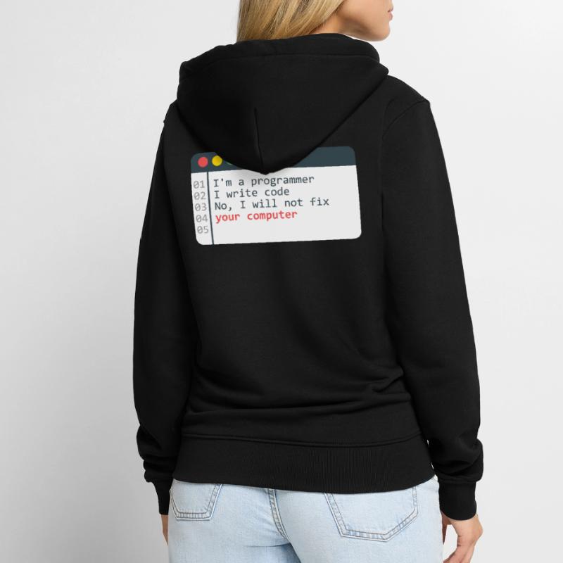 Programmer HTML Computer Coder Coding Programming Unisex Premium Organic Zip Hoodie