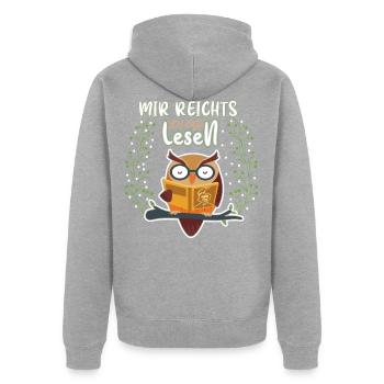 Mir Reichts Ich Geh Lesen | Bücherwurm Geschenk - Unisex Premium Bio Zip Hoodie - Grau meliert - Hinten - Nico (187cm)