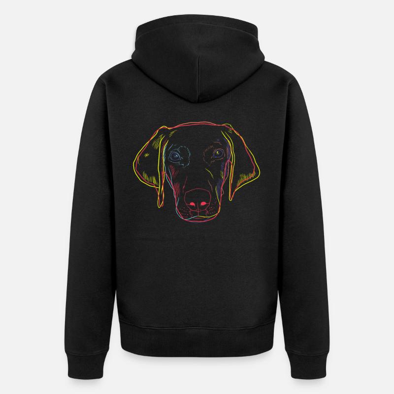 Bunter Weimaraner Hund - Unisex Premium Bio Zip Hoodie - Schwarz