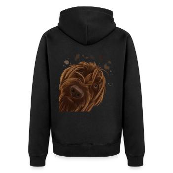 Curieux Wirehaired Pointing Griffon chien - Veste à capuche bio Premium Unisexe - noir - Dos - Nico (187cm)