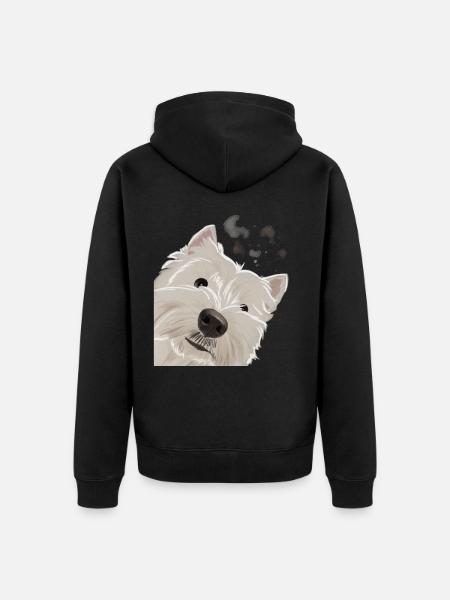 Nysgerrig West Highland Hvid Terrier Hund - Premium økologisk unisex-hættejakke - sort