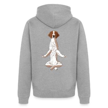 Chien Welsh Springer Spaniel Méditant - Veste à capuche bio Premium Unisexe - gris chiné - Dos - Nico (187cm)