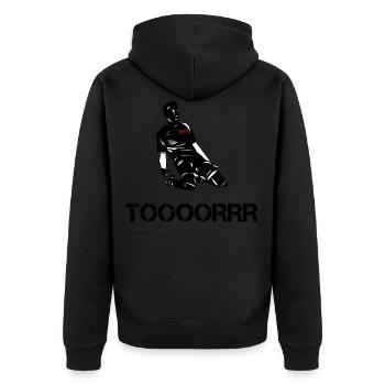 Tor Toooorrr Fußball Fußballer - Unisex Premium Bio Zip Hoodie - Schwarz - Hinten - Nico (187cm)