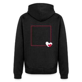 Herz Rahmen Ornament Linie Anpassbar - Unisex Premium Bio Zip Hoodie - Schwarz - Hinten - Nico (187cm)