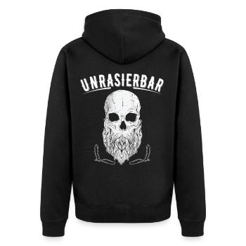 Unrasierbar Bärtiger Mann Totenkopf Mann mit Bart - Unisex Premium Bio Zip Hoodie - Schwarz - Hinten - Nico (187cm)