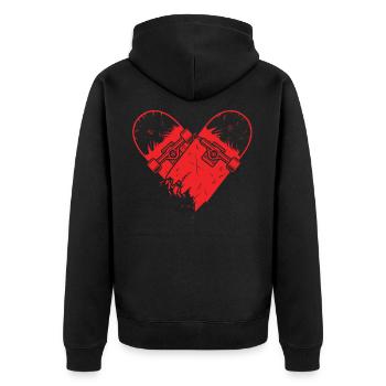 Skateboard Herz Skateboarding Skater Skate Geschenk - Unisex Premium Bio Zip Hoodie - Schwarz - Hinten - Nico (187cm)