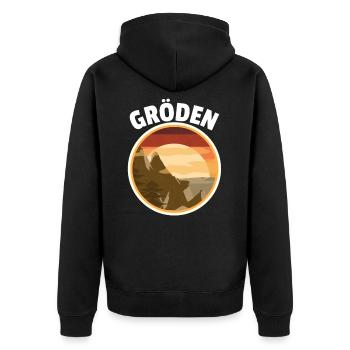 Gröden Grödnertal Dolomiten - Unisex Premium Bio Zip Hoodie - Schwarz - Hinten - Nico (187cm)