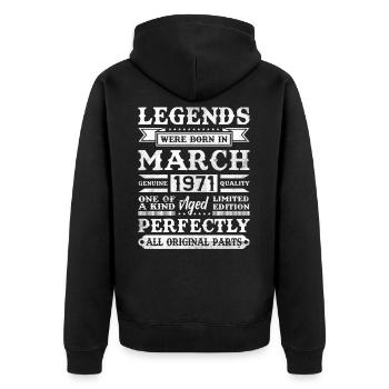 50th birthday gift March 1971 50 years - Unisex Premium Organic Zip Hoodie - black - Back - Nico (187cm)
