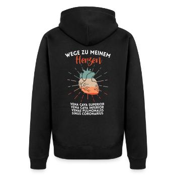 Vintage Wege Herz Ärzte Krankenschwester Geschenk - Unisex Premium Bio Zip Hoodie - Schwarz - Hinten - Nico (187cm)