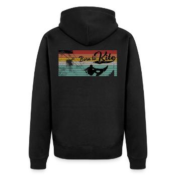 Kitesurfing Born To Kite Vintage Kitesurfing - Unisex Premium Organic Zip Hoodie - black - Back - Nico (187cm)