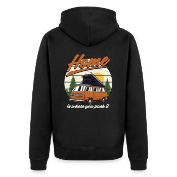 La maison est l'endroit où vous le garez Cadeau de tente de camping-car - Veste à capuche bio Premium Unisexe - noir - Dos - Nico (187cm)