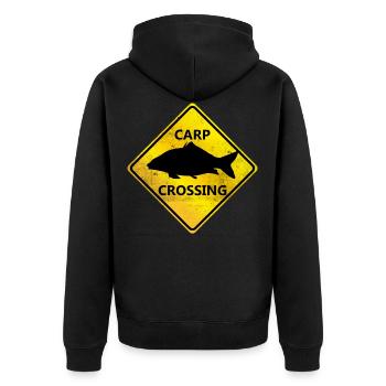 Carpe passage à niveau attention panneau d'avertissement carpe - Veste à capuche bio Premium Unisexe - noir - Dos - Nico (187cm)