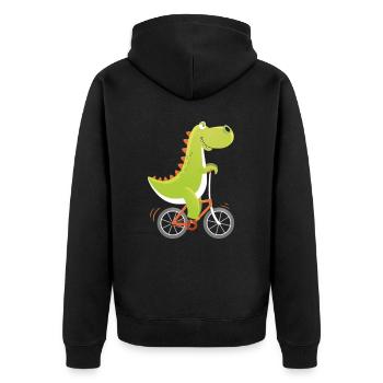 Dino Bike Bike Biker Fahrrad Fahrrad Fahrräder Geschenk - Unisex Premium Bio Zip Hoodie - Schwarz - Hinten - Nico (187cm)
