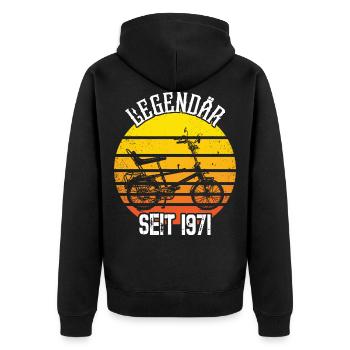 Legendär 1971 50. Jahre Bonanza Fahrrad Kult Gang - Unisex Premium Bio Zip Hoodie - Schwarz - Hinten - Nico (187cm)