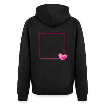 Herz Rahmen Ornament Linie Anpassbar - Unisex Premium Bio Zip Hoodie - Schwarz - Hinten - Nico (187cm)