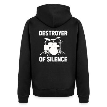 Drummer Schlagzeuger - Lustiger Schlagzeug Spruch - Unisex Premium Bio Zip Hoodie - Schwarz - Hinten - Nico (187cm)