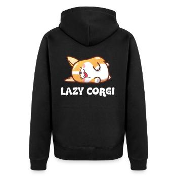 Faule Pembroke walisischen Corgi Haustier Hund Besitzer Geschenk - Unisex Premium Bio Zip Hoodie - Schwarz - Hinten - Nico (187cm)