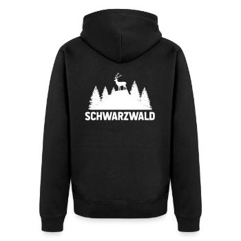 Schwarzwald - Unisex Premium Bio Zip Hoodie - Schwarz - Hinten - Nico (187cm)