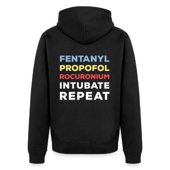 Fentanyl Propofol Rocuronium Anästhesie Narkose - Unisex Premium Bio Zip Hoodie - Schwarz - Hinten - Nico (187cm)