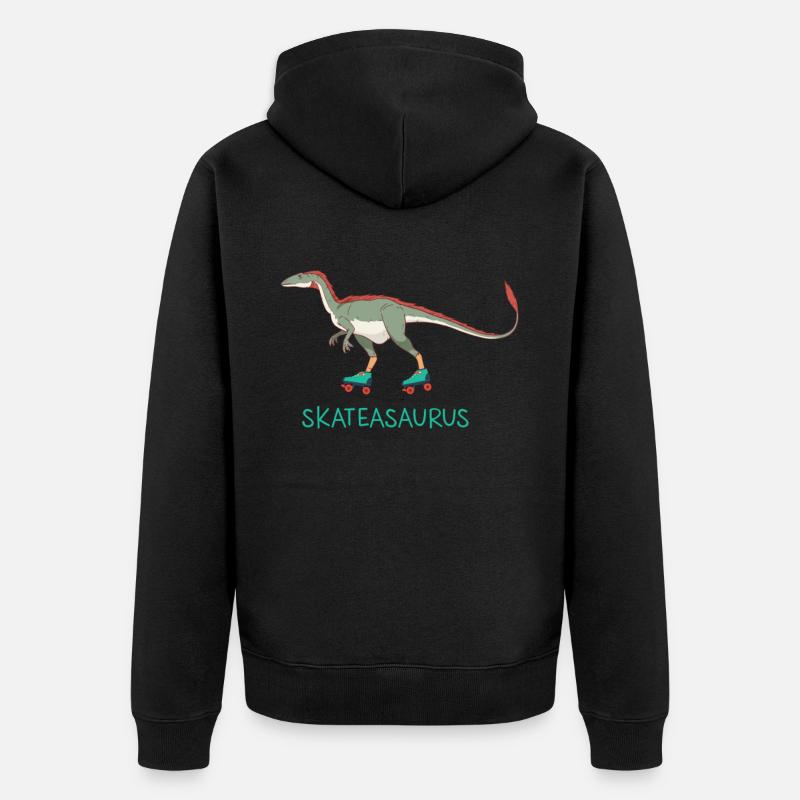 Skateasaurus Dino Inline Skating Rollerblading - Unisex Premium Bio Zip Hoodie - Schwarz