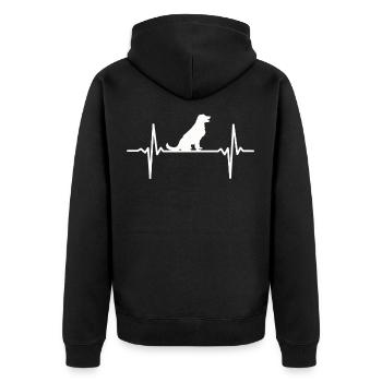 Herzschlag Labrador Retriever Golden Retriever - Unisex Premium Bio Zip Hoodie - Schwarz - Hinten - Nico (187cm)