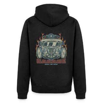 Hotrod Garage Cars Vintage Retro American Hot Rod - Veste à capuche bio Premium Unisexe - noir - Dos - Nico (187cm)