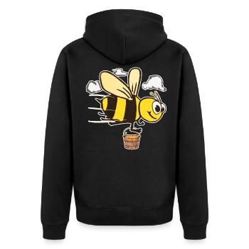 Honeybee Comic - Unisex Premium Organic Zip Hoodie - black - Back - Nico (187cm)