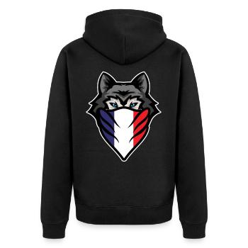 Sibirische Husky Frankreich Flagge Wolf Hund Besitzer Haustier Geschenk - Unisex Premium Bio Zip Hoodie - Schwarz - Hinten - Nico (187cm)