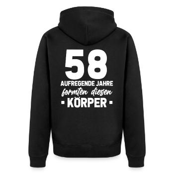 58. Geburtstag Geschenkidee 58 Jahre Alt Geschenk - Unisex Premium Bio Zip Hoodie - Schwarz - Hinten - Nico (187cm)