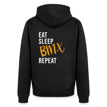 Eat Sleep BMX Repeat - Veste à capuche bio Premium Unisexe - noir - Dos - Nico (187cm)