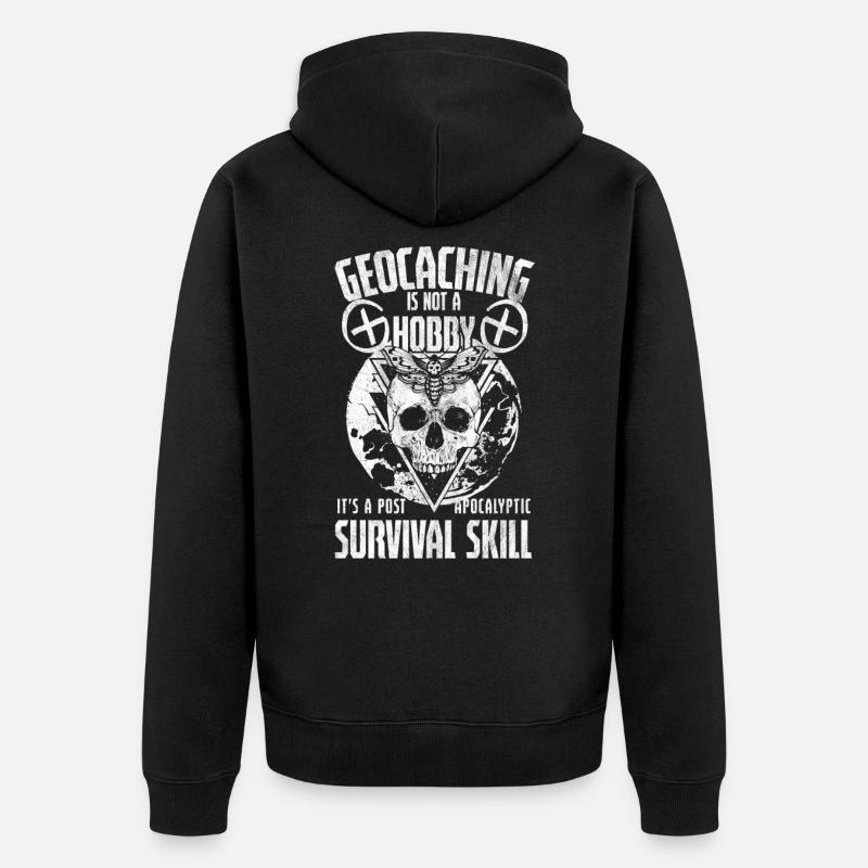 Geocaching Pastime GPS Navigation Navigational - Unisex Premium Bio Zip Hoodie - Schwarz