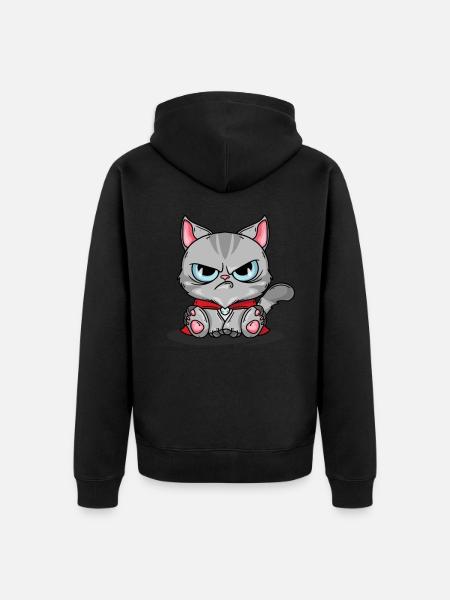 Katze Katzen 2021 Grimmig Geschenk - Unisex Premium Bio Zip Hoodie - Schwarz