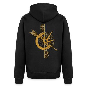 Fahrrad Symbol Fahrrad Radfahren Fahrrad Biker Radfahrer - Unisex Premium Bio Zip Hoodie - Schwarz - Hinten - Nico (187cm)