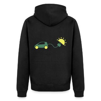 ECar Elektroauto Sonne Automobil Strom Geschenk - Unisex Premium Bio Zip Hoodie - Schwarz - Hinten - Nico (187cm)