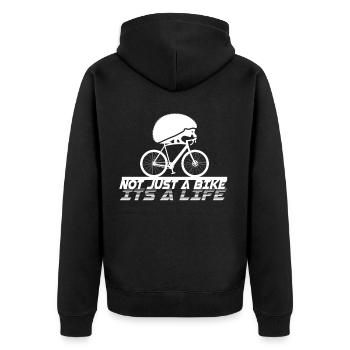 Fahrrad ist Leben BMX MTB Radfahren Fahrrad Biker Geschenk - Unisex Premium Bio Zip Hoodie - Schwarz - Hinten - Nico (187cm)