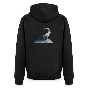 Capricorn Mountains Alps Hiking Climbing Gift - Unisex Premium Organic Zip Hoodie - black - Back - Nico (187cm)