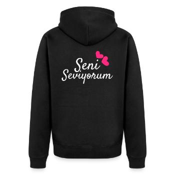 Seni Seviyorum Turkish Gift Idea - Unisex Premium Organic Zip Hoodie - black - Back - Nico (187cm)