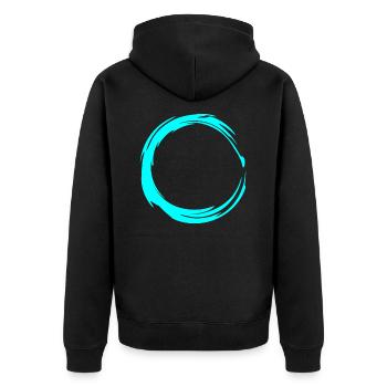 Kreis Design Symbol Rund Wasserblau - Unisex Premium Bio Zip Hoodie - Schwarz - Hinten - Nico (187cm)