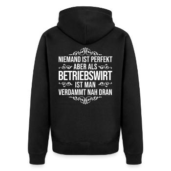 Betriebswirt - Unisex Premium Bio Zip Hoodie - Schwarz - Hinten - Nico (187cm)