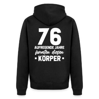 76. Geburtstag Geschenkidee 76 Jahre Alt Geschenk - Unisex Premium Bio Zip Hoodie - Schwarz - Hinten - Nico (187cm)
