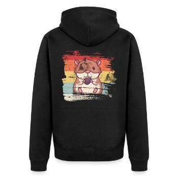 Hamster rétro - Veste à capuche bio Premium Unisexe - noir - Dos - Nico (187cm)