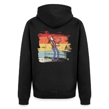 Retro Clown Zirkus - Unisex Premium Bio Zip Hoodie - Schwarz - Hinten - Nico (187cm)