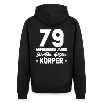 79. Geburtstag Geschenkidee 79 Jahre Alt Geschenk - Unisex Premium Bio Zip Hoodie - Schwarz - Hinten - Nico (187cm)