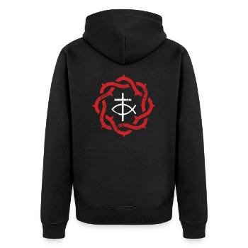 Jésus Poisson Ichthys Couronne d’épines Religion Cadeau - Veste à capuche bio Premium Unisexe - noir - Dos - Nico (187cm)