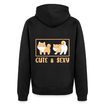 Cadeau mignon d’animal familier de chiot de chien japonais de Shiba Inu - Veste à capuche bio Premium Unisexe - noir - Dos - Nico (187cm)