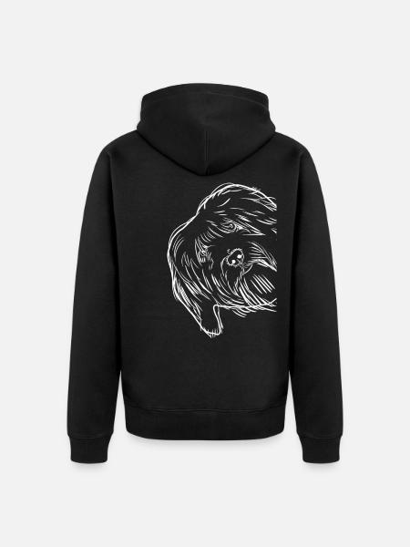 Curious Tibetan Terrier Dog - Unisex Premium Organic Zip Hoodie - black